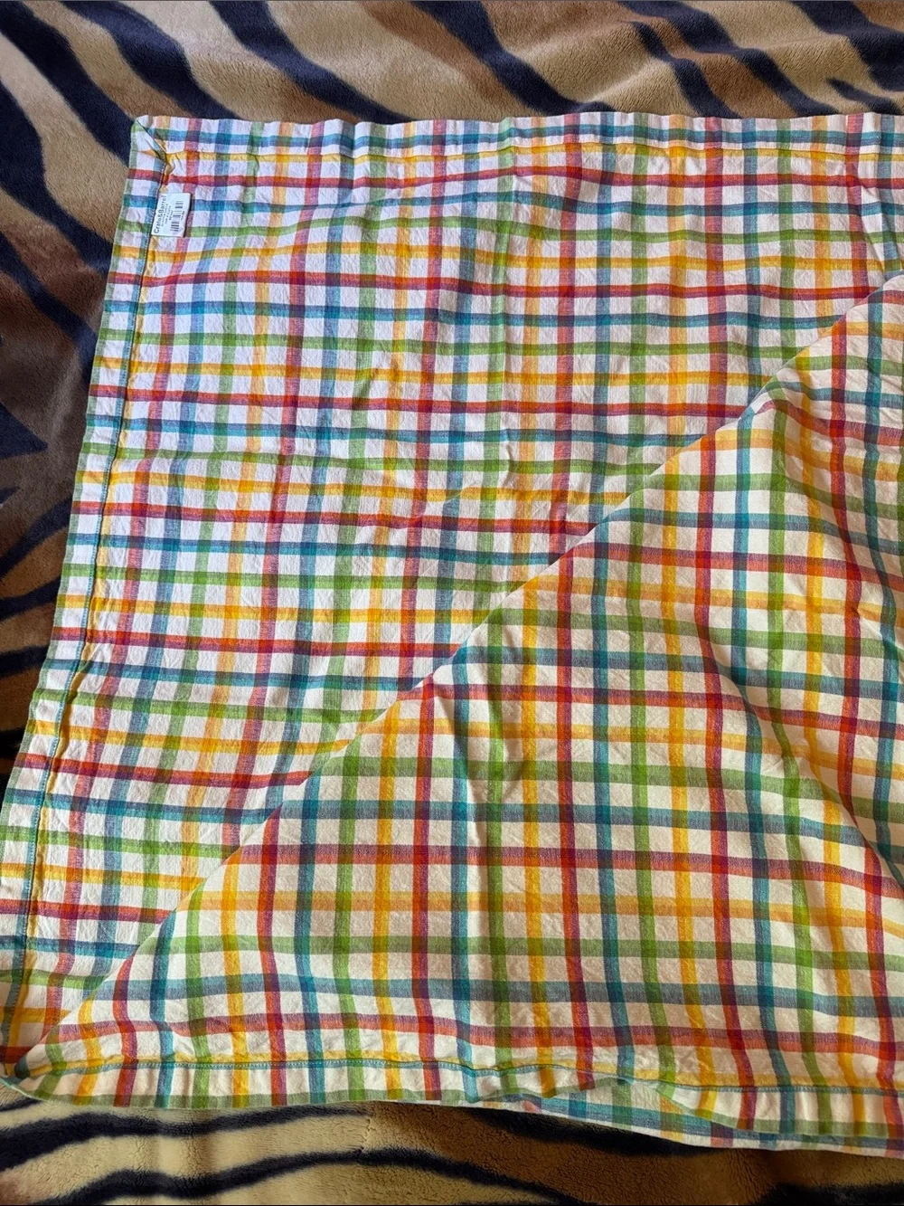 Crate&Barrel Multicolor Plaid Table Cloth